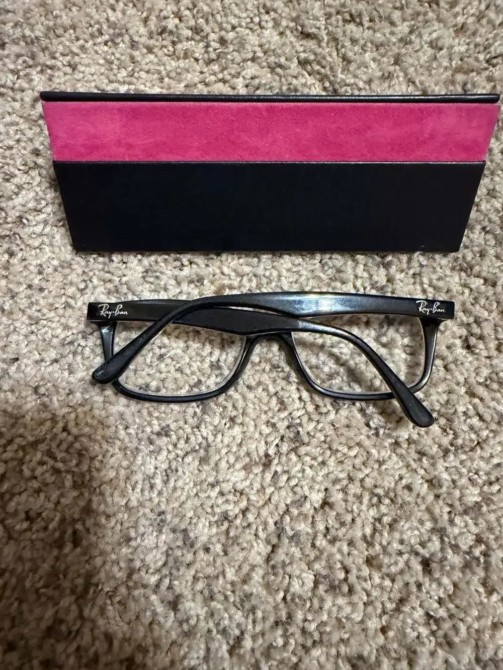Ray-ban Small Eyeglasses RB 1531 Polished Black on Clear Square Frame
